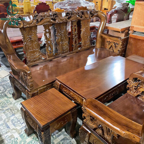 Thanh Lý Bộ Salon Gỗ Tràm Đào Tay 12 Chạm Khắc Tinh Xảo Mới 99% 12 thanh ly bo salon go tram dao tay 12 cham khac tinh xao moi 99 4