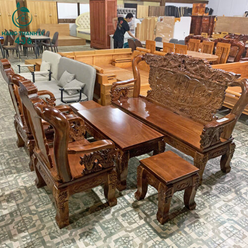 Thanh Lý Bộ Salon Gỗ Tràm Tay 10 Chạm Bát Tiên Mới 99% 10 thanh ly bo salon go tram tay 10 cham bat tien moi 99 9