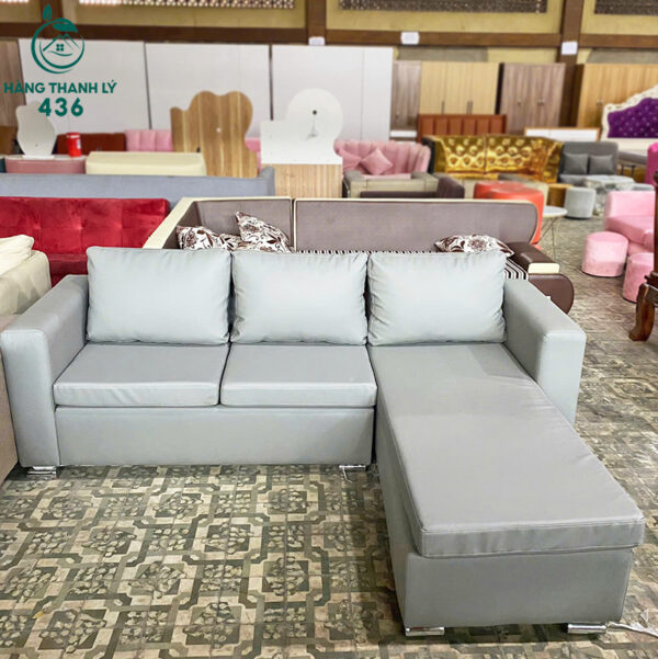 thanh ly bo sofa goc l boc da mau xam tron 2