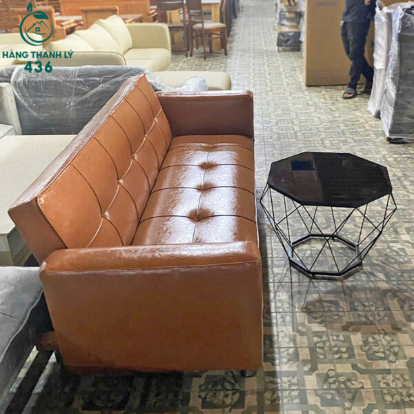 thanh ly sofa bed boc da mau nau cao cap co tay vin moi 99 5