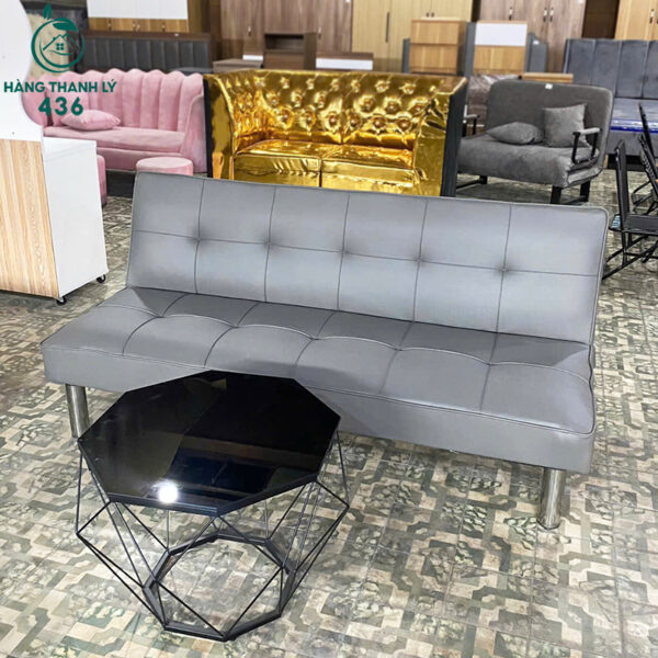 thanh ly sofa bed boc da mau xam khong tay hien dai moi 99 1