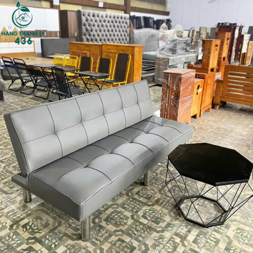 thanh ly sofa bed boc da mau xam khong tay hien dai moi 99 4