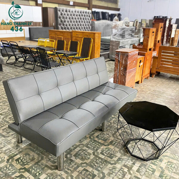 thanh ly sofa bed boc da mau xam khong tay hien dai moi 99 4