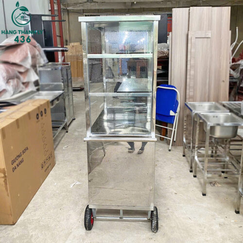 Thanh Lý Xe Cơm Inox 1M2 Gắn Bánh Xe Di Chuyển Tiện Lợi Mới 99% 6 thanh ly xe com inox 1m2 gan banh xe di chuyen tien loi 1