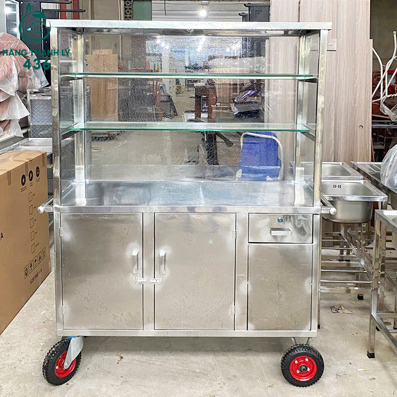 thanh-ly-xe-com-inox-1m2-gan-banh-xe-di-chuyen-tien-loi-2 Thanh Lý Xe Cơm Inox 1M2 Gắn Bánh Xe Di Chuyển Tiện Lợi Mới 99%