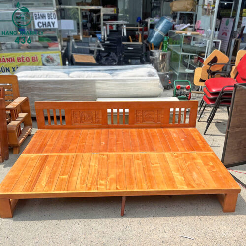 Trường Kỷ Gỗ Cũ 1M2x1M9 Chạm Khắc Hoa Văn Đơn Giản 4 truong ky go cu 1m2x1m9 cham khac hoa van don gian 3