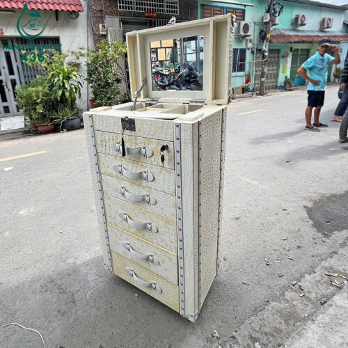Tủ Đựng Đồ Trang Sức Cũ Bọc Da Màu Kem Cao Cấp 9 tu dung do trang suc cu boc da mau kem cao cap 9