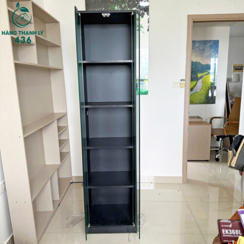 tu trung bay cu cao 2m mau den ket hop kinh 2