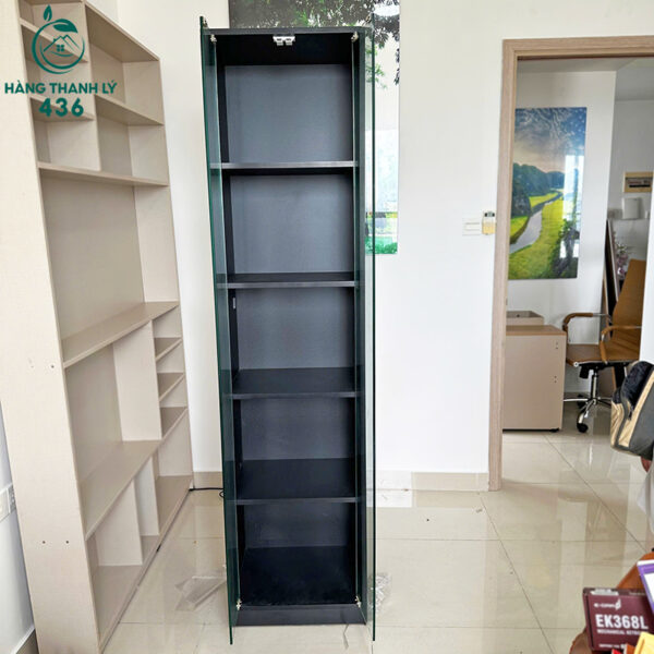 tu trung bay cu cao 2m mau den ket hop kinh 2