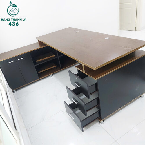 Bàn Giám Đốc Gỗ Cũ Góc L 1M9x1M6 Hàng Đẹp 5 ban giam doc go cu goc l 1m9x1m6 hang dep 1