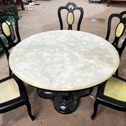 Bộ Bàn Ăn Cũ Mặt Đá Tròn 1M3 6 Ghế Hàng Đẹp 6 bo ban an cu mat da tron 1m3 6 ghe hang dep 4