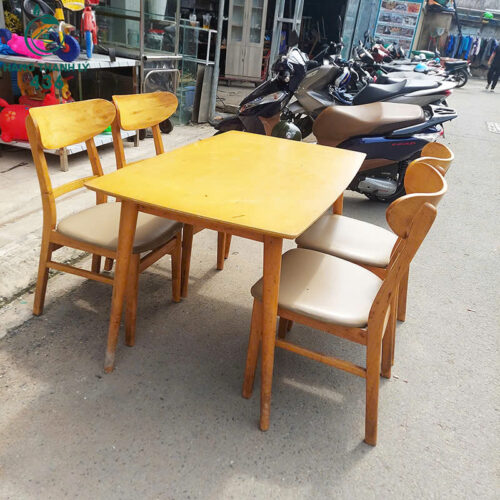 Bộ Bàn Ăn Gỗ 4 Ghế Mango Cũ Nhỏ Gọn 4 bo ban an go 4 ghe mango cu nho gon 4