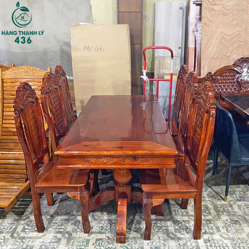bo-ban-an-go-6-ghe-cham-khac-tinh-xao-moi-99-1 Bộ Bàn Ăn Gỗ 6 Ghế Chạm Khắc Tinh Xảo Mới 99%