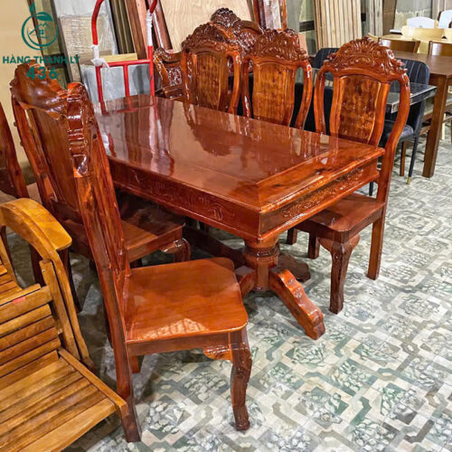 Bộ Bàn Ăn Gỗ 6 Ghế Chạm Khắc Tinh Xảo Mới 99% 4 bo ban an go 6 ghe cham khac tinh xao moi 99 3