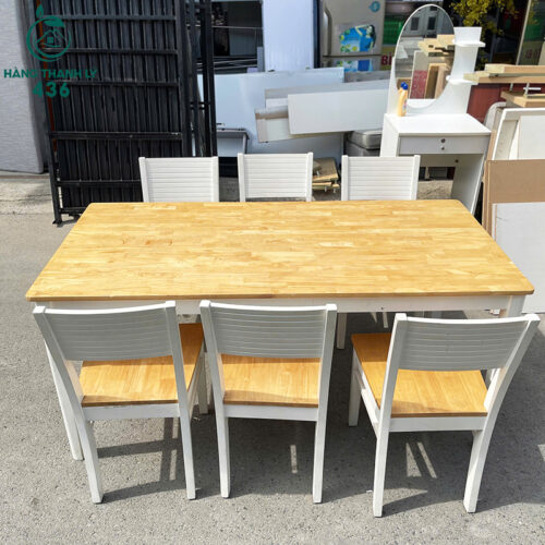 Bộ Bàn Ăn Gỗ Cũ 6 Ghế Phong Cách Tối Giản Hiện Đại 3 bo ban ghe an go cu 6 ghe phong cach toi gian hien dai 1