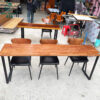 Bộ Bàn Ghế Cafe Gỗ Cũ Chân Kim Loại Phong Cách Vintage 2 bo ban ghe cafe go cu chan kim loai phong cach vintage 2