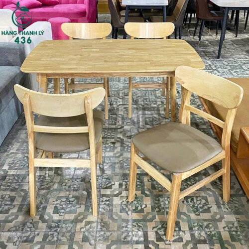 Bộ Bàn Ghế Mango Khung Gỗ Bọc Đệm Màu Nâu Mới 99% 11 bo ban ghe mango khung go boc dem mau nau moi 99 6