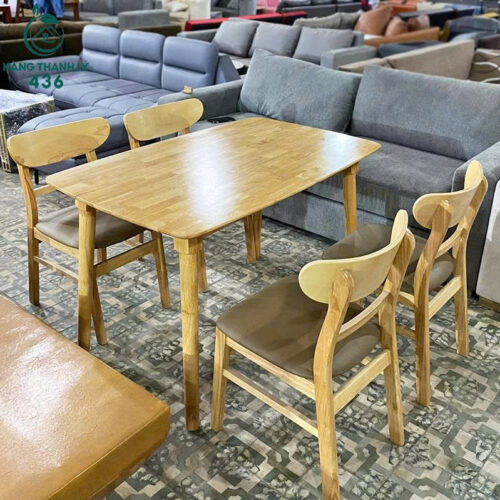 Bộ Bàn Ghế Mango Khung Gỗ Bọc Đệm Màu Nâu Mới 99% 7 bo ban ghe mango khung go boc dem mau nau moi 99 8