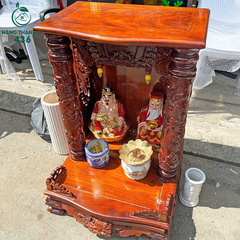 bo-ban-tho-ong-dia-go-go-do-cu-cham-rong-2 Bộ Bàn Thờ Ông Địa Gỗ Gõ Đỏ Cũ Chạm Rồng