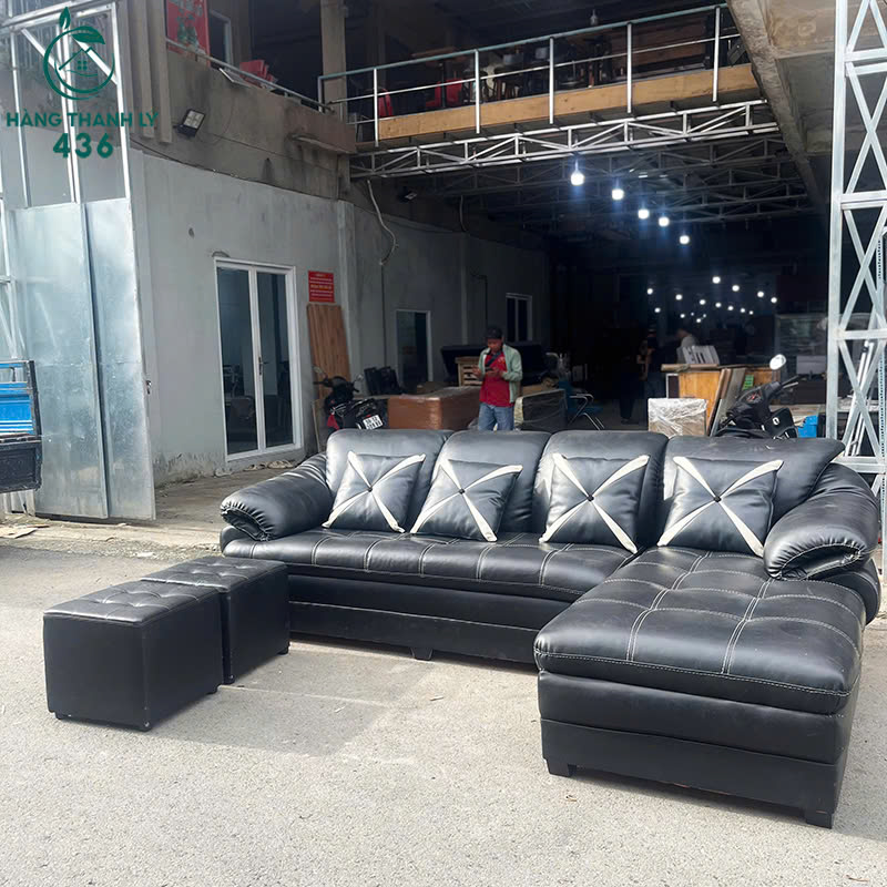 Bộ Ghế Sofa Cũ 2M8x1M8 Bọc Da Màu Đen bo-ghe-sofa-cu-2m8-1m8-2 Bộ Ghế Sofa Cũ 2M8x1M8 Bọc Da Màu Đen