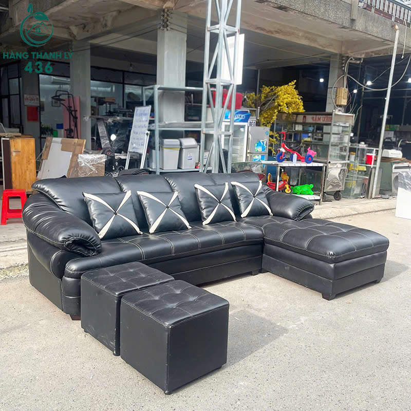 Bộ Ghế Sofa Cũ 2M8x1M8 Bọc Da Màu Đen bo-ghe-sofa-cu-2m8-1m8-4 Bộ Ghế Sofa Cũ 2M8x1M8 Bọc Da Màu Đen
