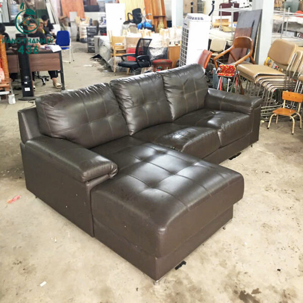 ghe sofa dai cu 2 manh boc da mau nau 2