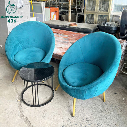 Bộ Ghế Sofa Đơn Bọc Vải Nhung Cũ Thiết Kế Dạng Hột Xoài Độc Đáo 4 ghe sofa don boc vai nhung cu thiet ke dang hot xoai doc dao 3