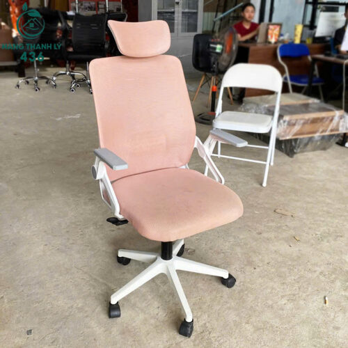 Ghế Xoay Văn Phòng Cũ Màu Hồng Pastel Có Tựa Đầu 4 ghe xoay van phong nu cu mau hong pastel co tua dau 1