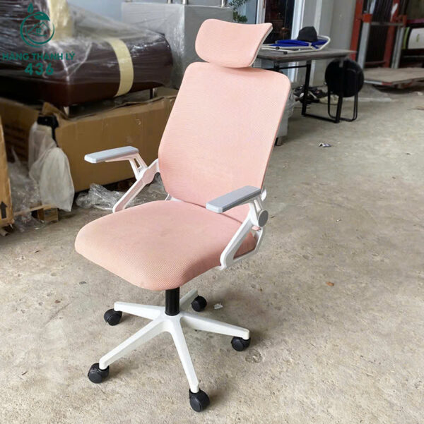 ghe-xoay-van-phong-nu-cu-mau-hong-pastel-co-tua-dau (3) ghe xoay van phong nu cu mau hong pastel co tua dau 3