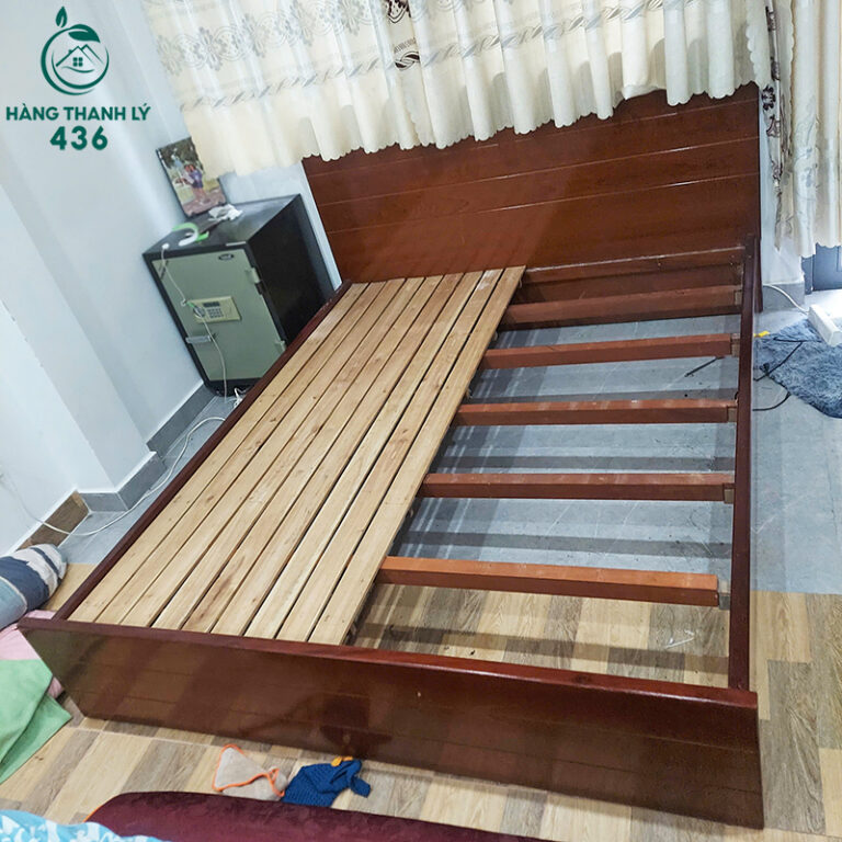 giuong ngu go cu 1m6x2m mau nau tram hien dai 1