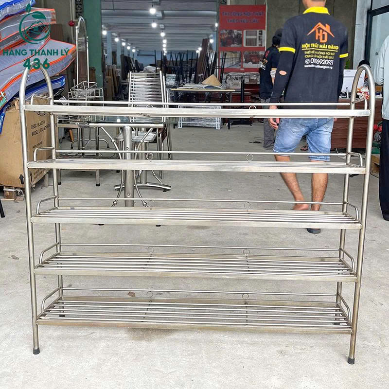 ke-giay-dep-cu-khung-inox-4-tang-3 Kệ Khung Inox 5 Tầng Giá Rẻ Tiện Lợi