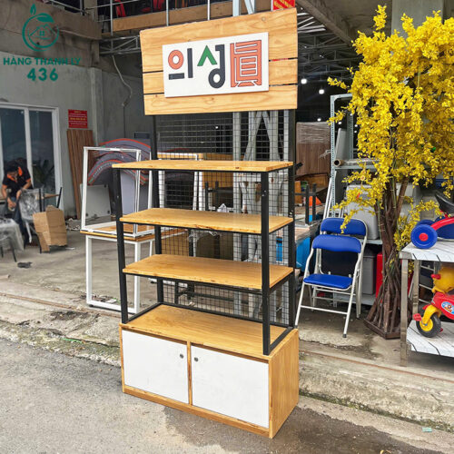 ke trung bay cu co 2m2x96cm co tu duoi va bang hieu tien loi 1