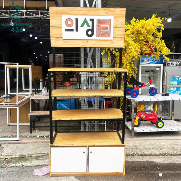 ke trung bay cu co 2m2x96cm co tu duoi va bang hieu tien loi 3