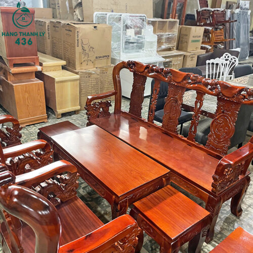 Thanh Lý Bộ Salon Gỗ Tràm Đào Tay 8 Hàng Mới 99% 4 thanh ly bo salon go tram dao tay 8 hang moi 99 2