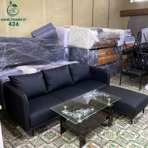 thanh ly bo sofa boc da mau den goc l don roi moi 99 3