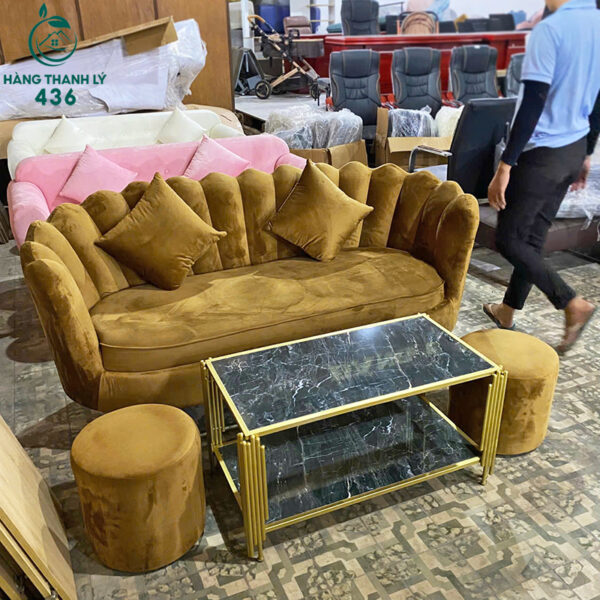 thanh ly bo sofa so boc nhung kem don moi 99 3