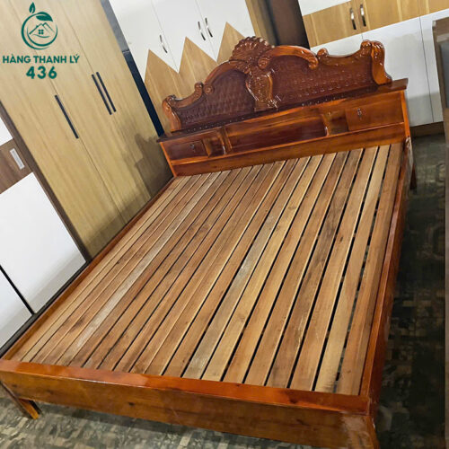 Thanh Lý Giường Gỗ Tràm 1M6x2M Chạm Khắc Tinh Xảo Mới 99% 7 thanh ly giuong go tram 1m6x2m cham khac tinh xao moi 99 2