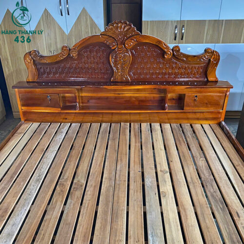 Thanh Lý Giường Gỗ Tràm 1M6x2M Chạm Khắc Tinh Xảo Mới 99% 6 thanh ly giuong go tram 1m6x2m cham khac tinh xao moi 99 3