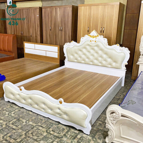 thanh ly giuong ngu tan co dien 1m6x2m mau trang moi 99 4