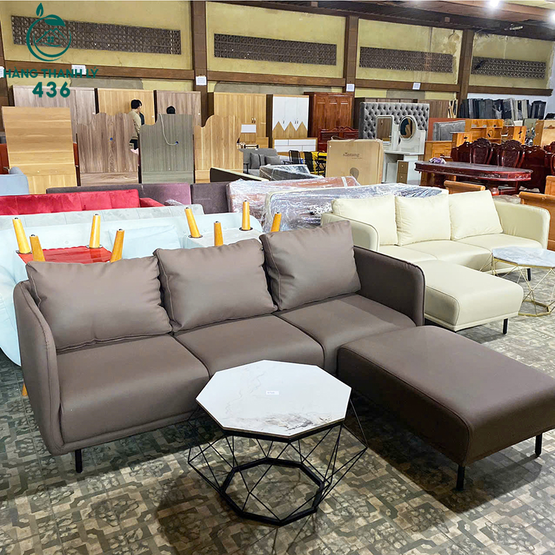 thanh ly sofa boc da mau nau sang trong moi 99 1