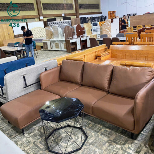 thanh ly sofa boc da mau nau sang trong moi 99 8