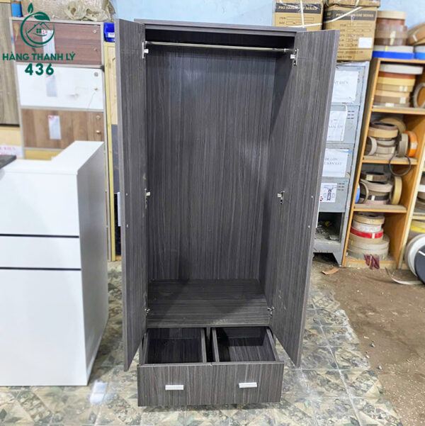 thanh ly tu quan ao 2 canh 1m7x70cm mau xam moi 99 1