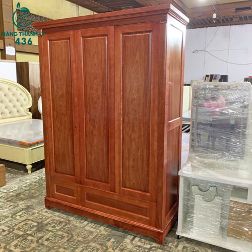 Thanh Lý Tủ Quần Áo Gỗ 3 Cánh 1M57 Màu Nâu Đỏ Mới 99% 4 thanh ly tu quan ao go 3 canh mau nau do moi 99 1