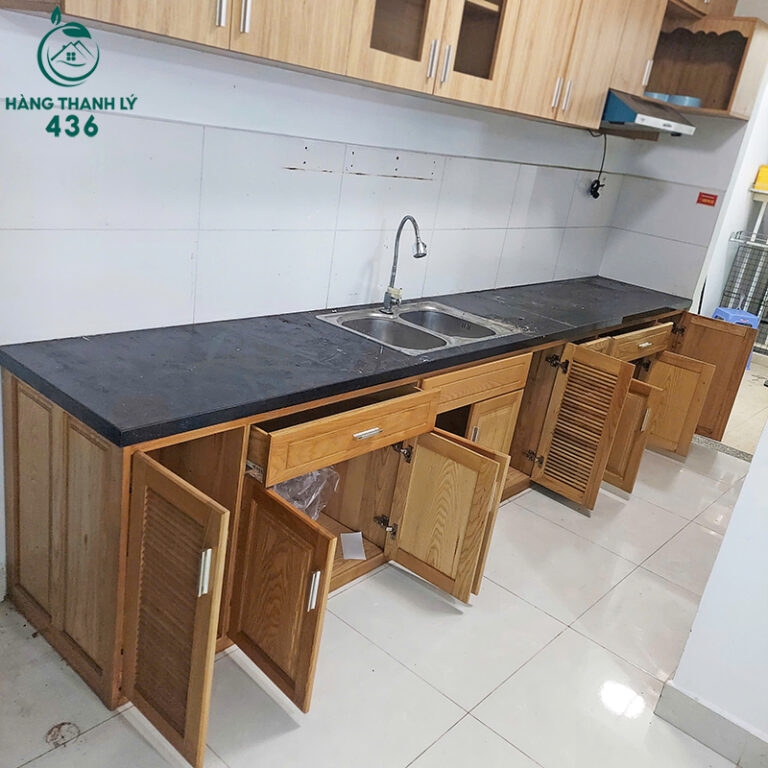 tu bep go soi cu 3m6x80cm mat da bon inox doi hien dai 1