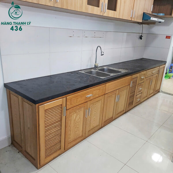 tu bep go soi cu 3m6x80cm mat da bon inox doi hien dai 2