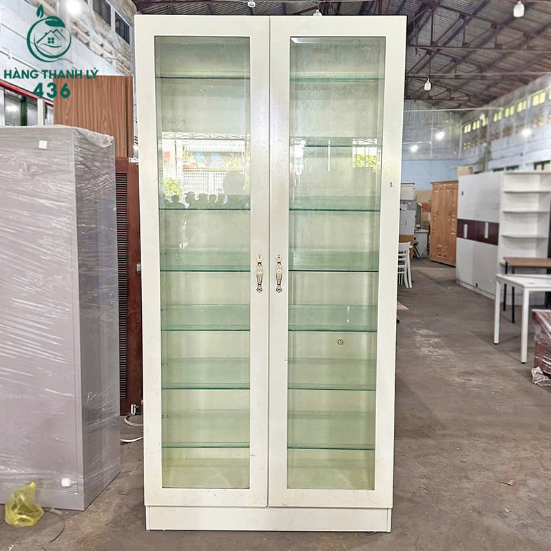 tu-kinh-trung-bay-cu-co-nhieu-ngan-3 Tủ Kính Trưng Bày Cũ 2M6x1M1 Có Nhiều Ngăn