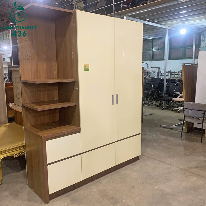 tu-quan-ao-cu-ket-hop-ke-trang-tri-2m2x1m7-1 Tủ Quần Áo Cũ Kết Hợp Kệ Trang Trí 2M2x1M7