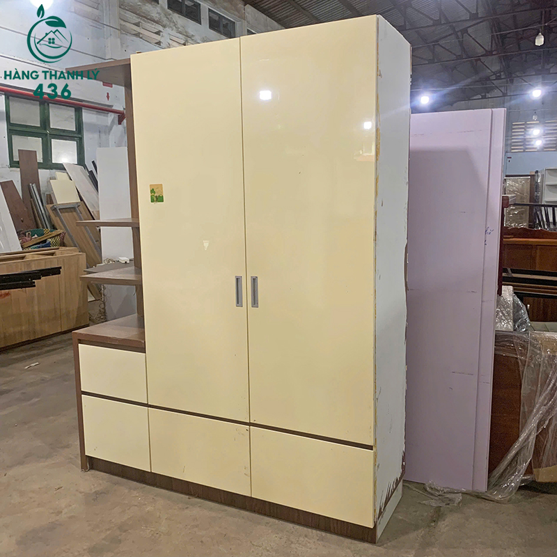 tu-quan-ao-cu-ket-hop-ke-trang-tri-2m2x1m7-3 Tủ Quần Áo Cũ Kết Hợp Kệ Trang Trí 2M2x1M7