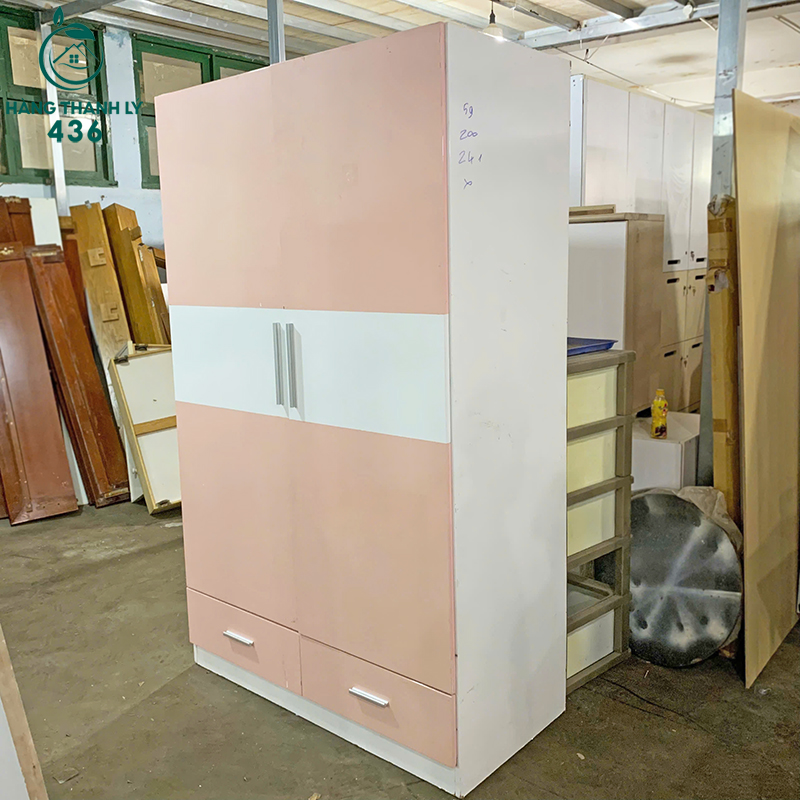 Tủ Quần Áo Gỗ Cũ 1M2x2M Màu Trắng Phối Hồng 2 Cánh tu-quan-ao-go-cu-1m2x2m-mau-trang-phoi-hong-2-canh-1 Tủ Quần Áo Gỗ Cũ 1M2x2M Màu Trắng Phối Hồng 2 Cánh