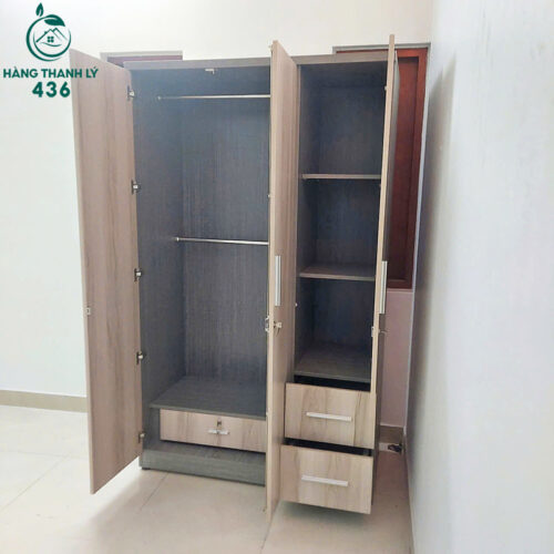 Tủ Quần Áo Gỗ Cũ 3 Cánh 2 Ngăn Kéo Tiện Dụng 6 tu quan ao go cu 3 canh 2 ngan keo tien dung 1